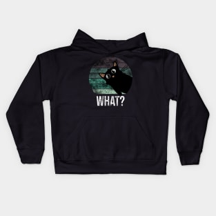 Cute and funny vintage suprised black cat what Kids Hoodie